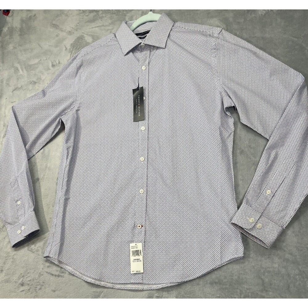 Men's Tommy Hilfiger Slim Fit Long Sleeve Shirt Medium NWT Red/White/Blue